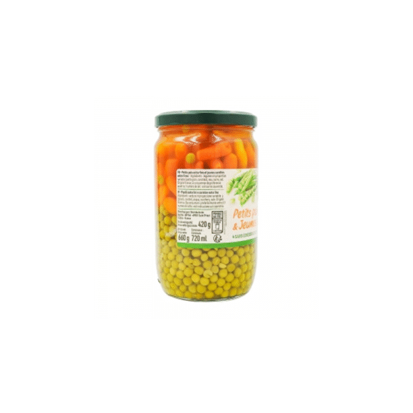 PETITS POIS ET JEUNES CAROTTES FRANCE BOCAL 720ML